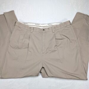 Oak Hill Mens Pleated Khaki Pants Cotton Size 46x34‎ Beige